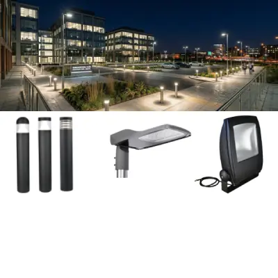 A wide range of external area LED light fittings (including area lighting, amenity, roadway, bollards etc)